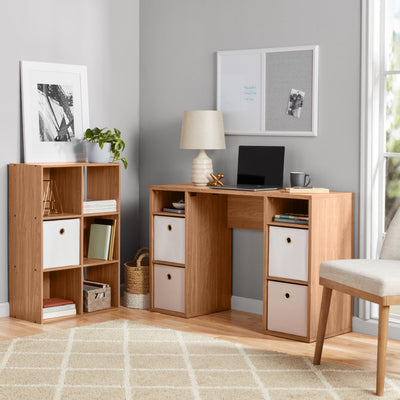 Mainstays 4-Cube Storage Desk, Warm Walnut