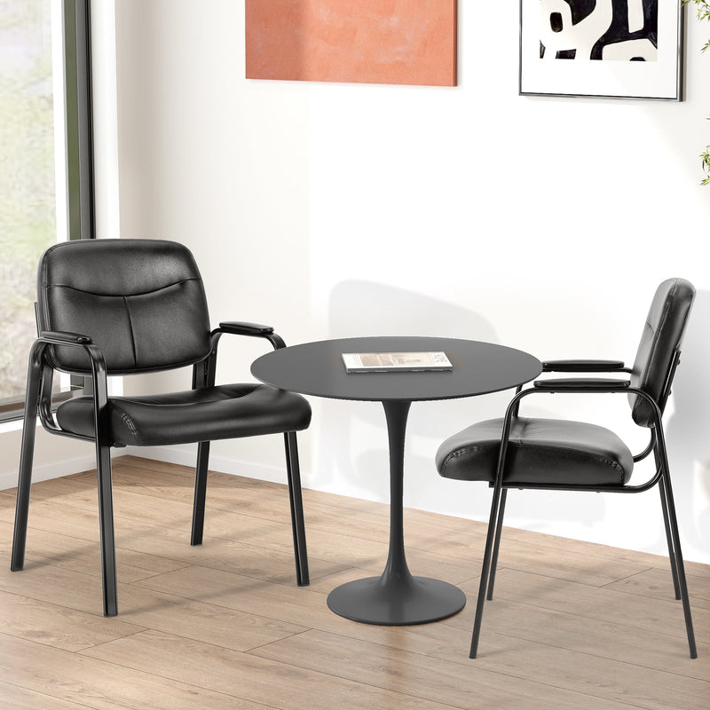 CONCETTA Set of 2 Leather Reception Chairs with Padded Arms, Stationary Guest Chairs for Office or Waiting Room