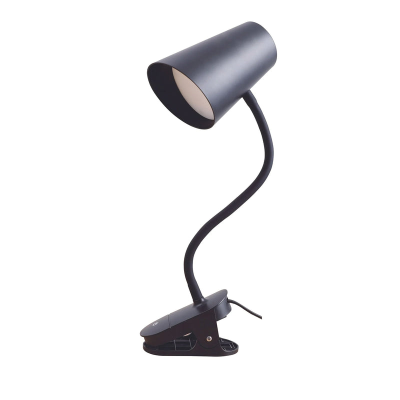 Mainstays LED Clip Desk Lamp, Adjustable Flexible Gooseneck, Matte Black, 1-Pack